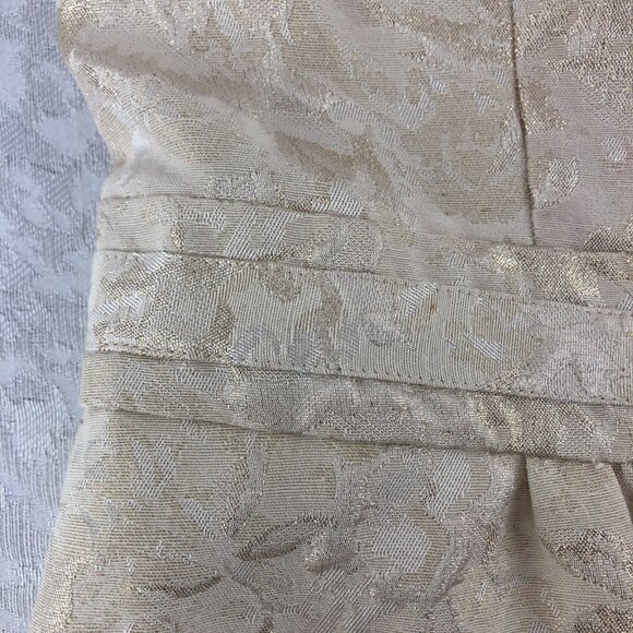 Jennifer Lopez Elegant Cream Shimmering Floral Sleeveless Midi Prom Dress Size 8 - Picture 9 of 16